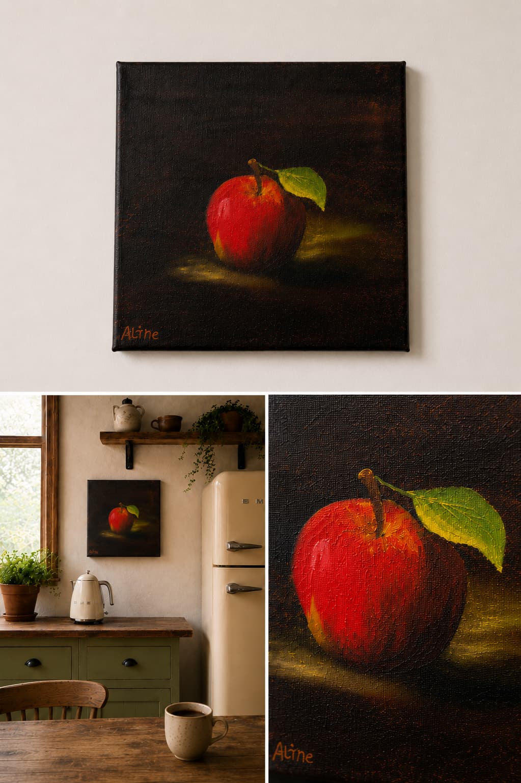 Original Apple Oil Painting detail 1