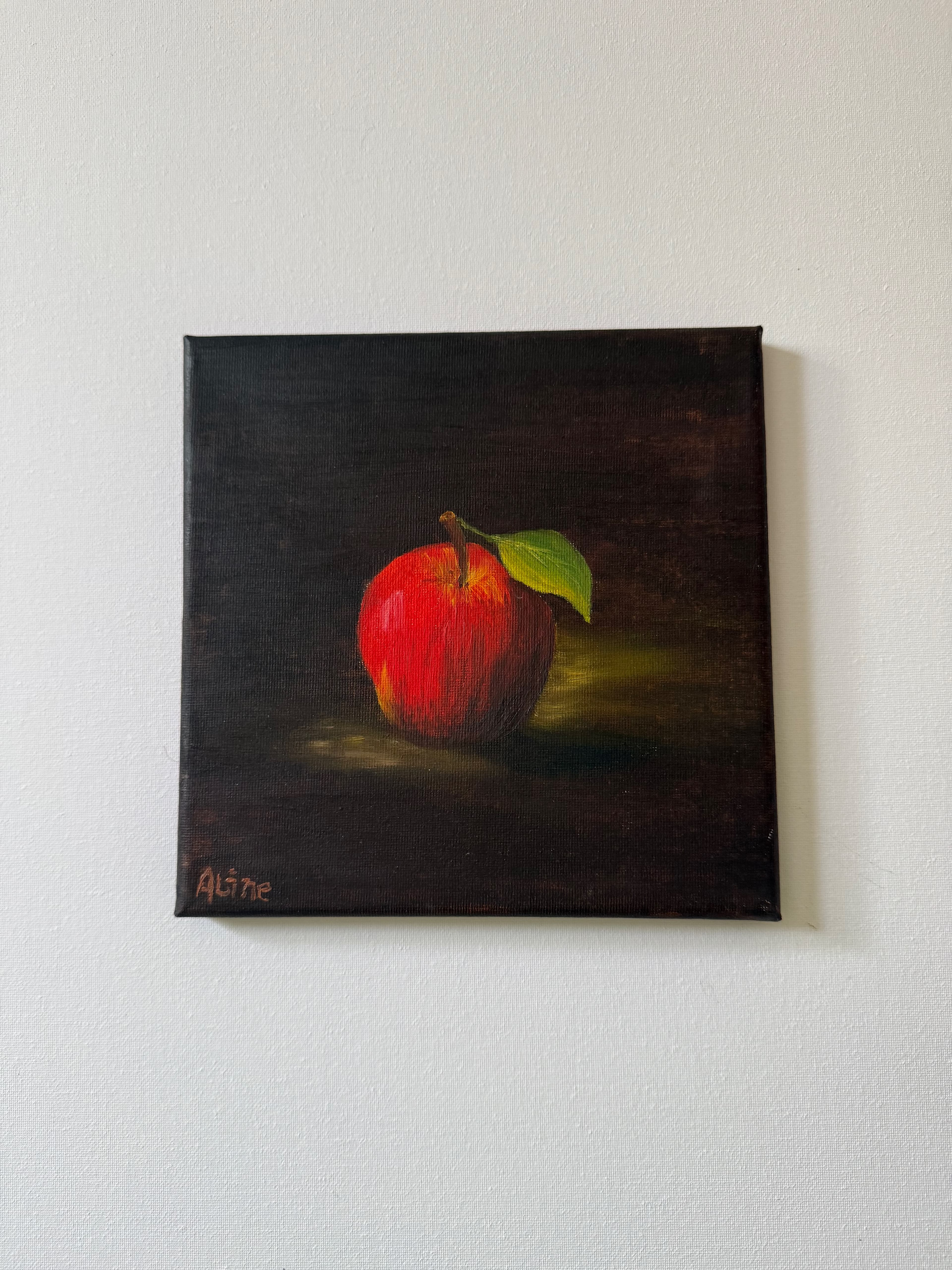 Original Apple Oil Painting by Aline Gordiano