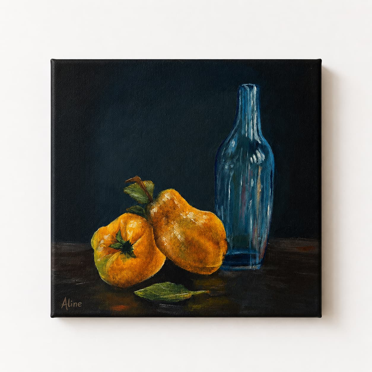 Quinces and Blue Bottle by Aline Gordiano